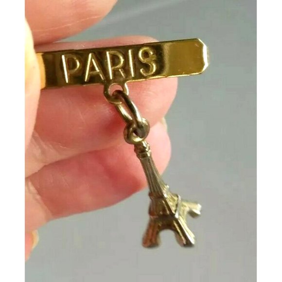 Vintage  Eiffel Tower Charm on Paris Bar Pin Souvenir of Paris brooch pin - Picture 5 of 5
